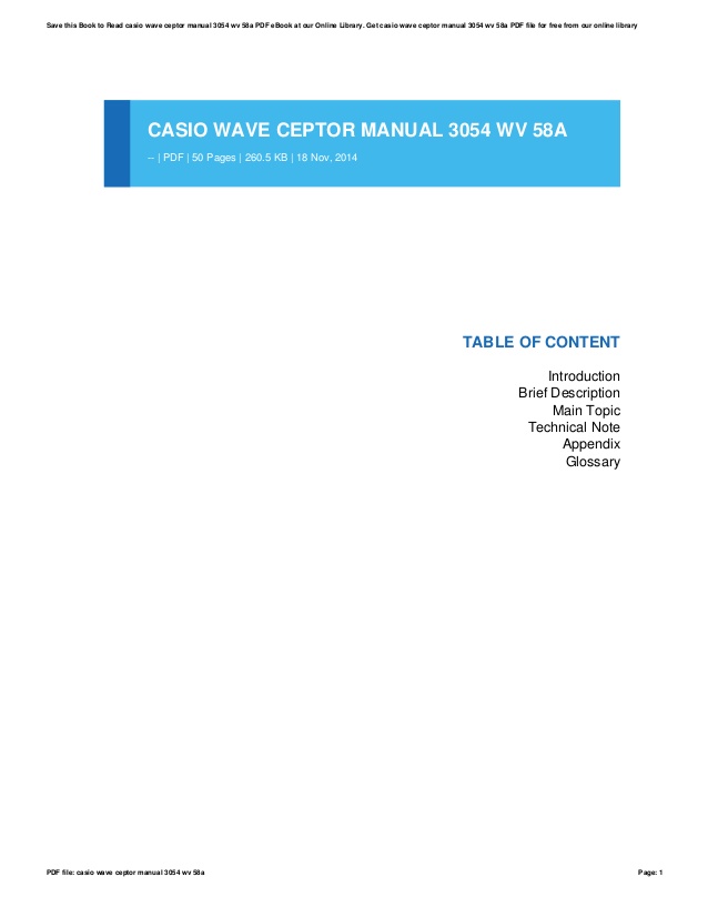 Casio waveceptor 3054 manual